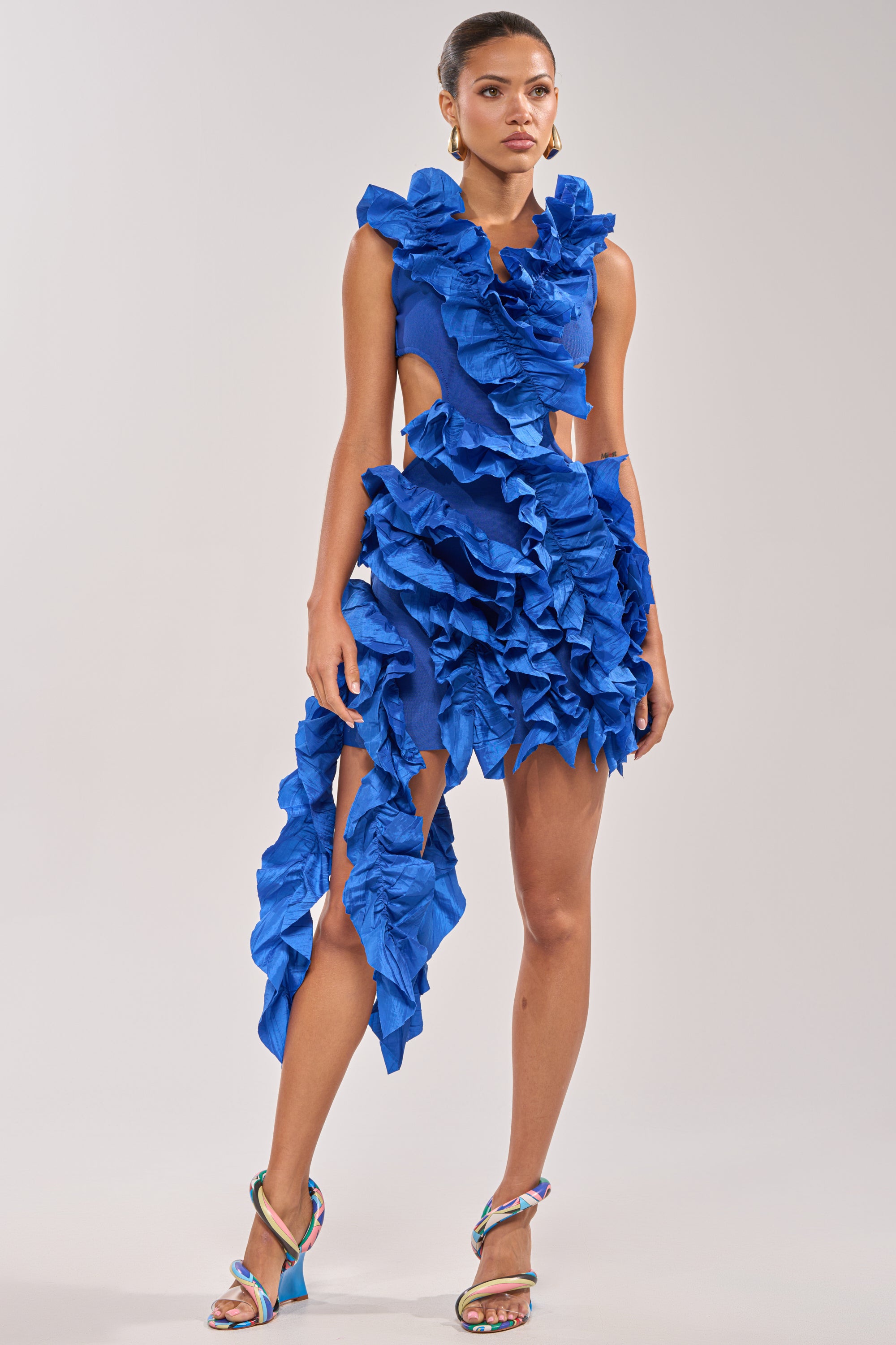 mini blue ruffle dress CRAZIER THAN YOUR EX FLOCKED MINI DRESS IN BLUE – AKIRA