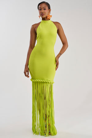 lime green halter neck dress Nasty Gal Women's Fringe Mini in Fit Model is 55 and wears UK size 8 / US size 4Product Information Designed exclusively by Club L London Double layered / good stretch Premium jersey in Lime Green (95% Polyester Lime Green Ruched Halter Maxi