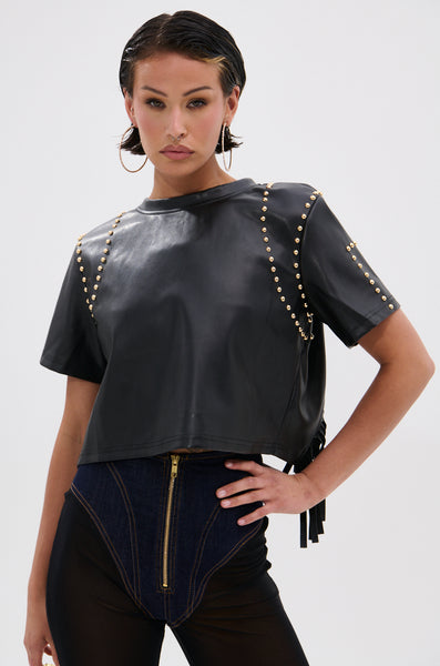 ROCKSTAR STUDDED FRINGE TOP – AKIRA
