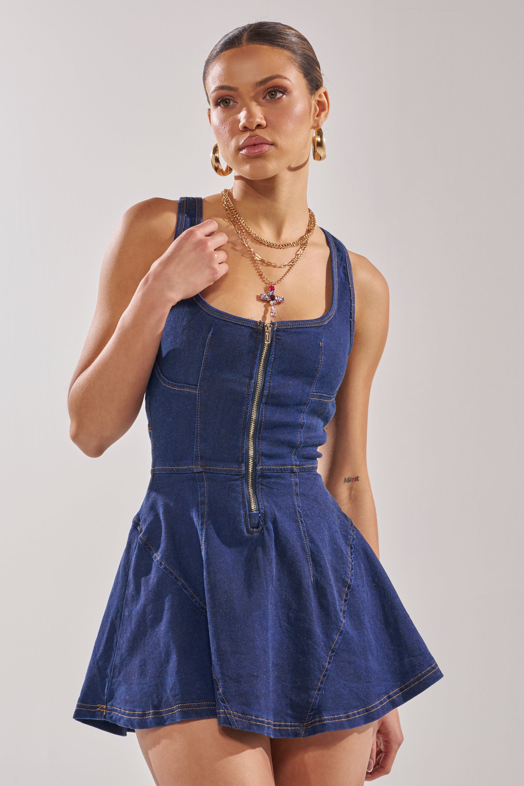 AUDREY DENIM MINI DRESS – AKIRA