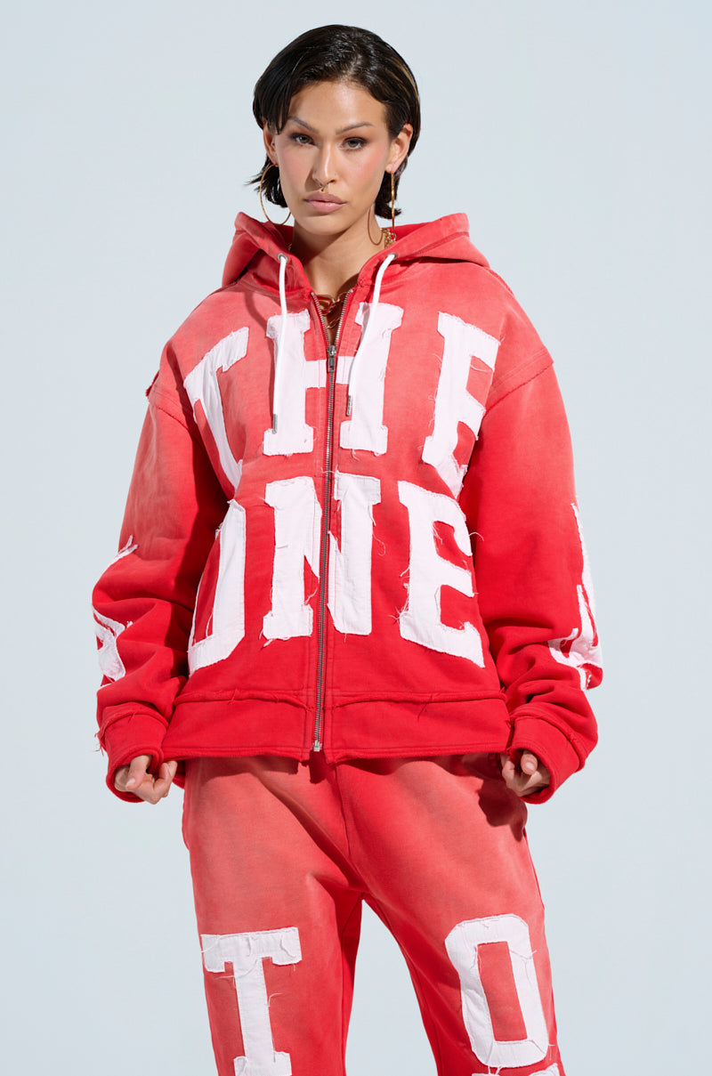 ONLY ONE ZIP UP SWEATSHIRT IN RED – AKIRA