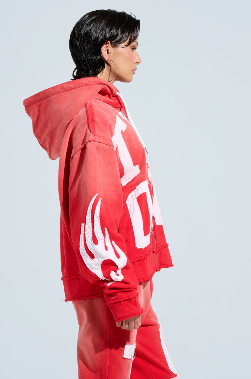 ONLY ONE ZIP UP SWEATSHIRT IN RED – AKIRA