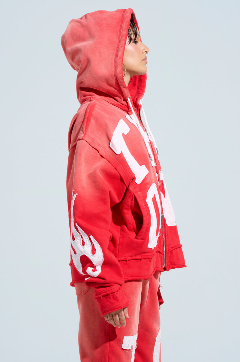 ONLY ONE ZIP UP SWEATSHIRT IN RED – AKIRA