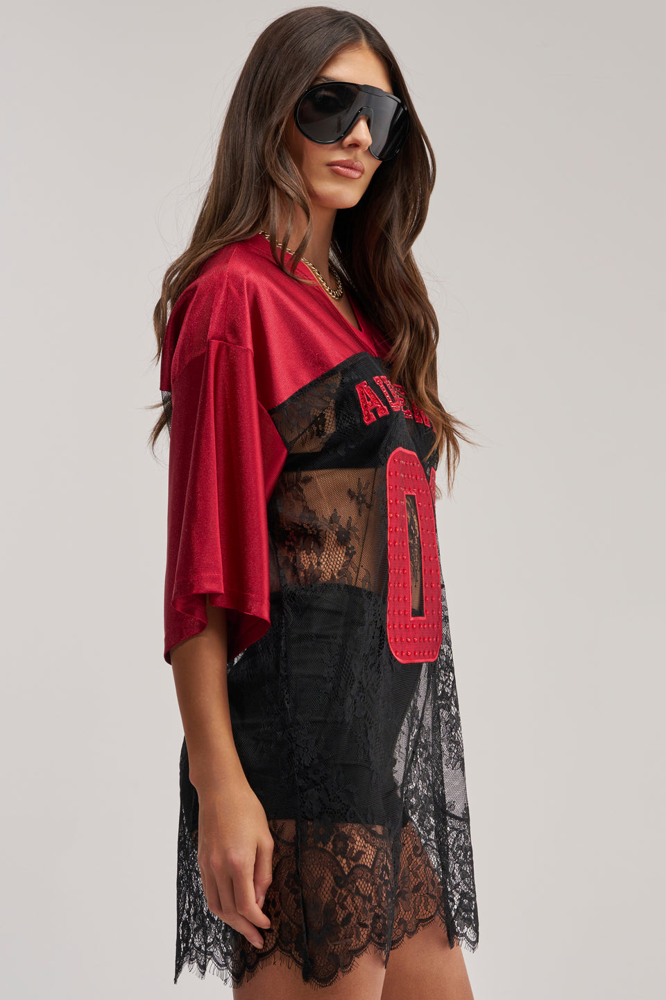 jersey dress with lace Black Jersey Odysseia Mini Dress with Floral Dentelle Lace