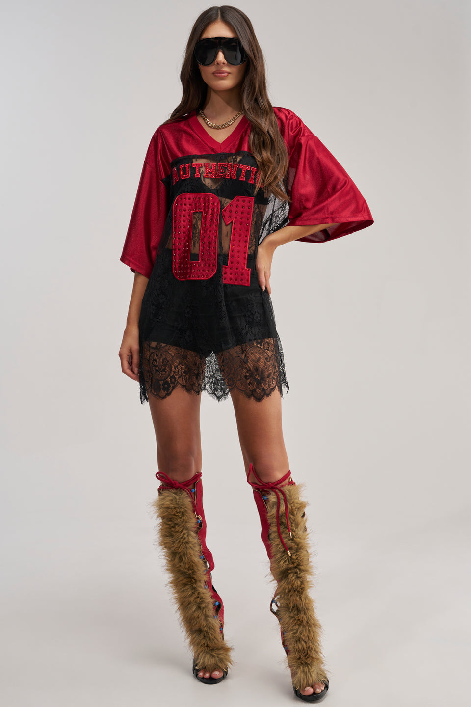 ity jersey dress Friends Like These ITY FLUTTER SHORT SLEEVE MIDI - Jersey dress - burgundy red/red