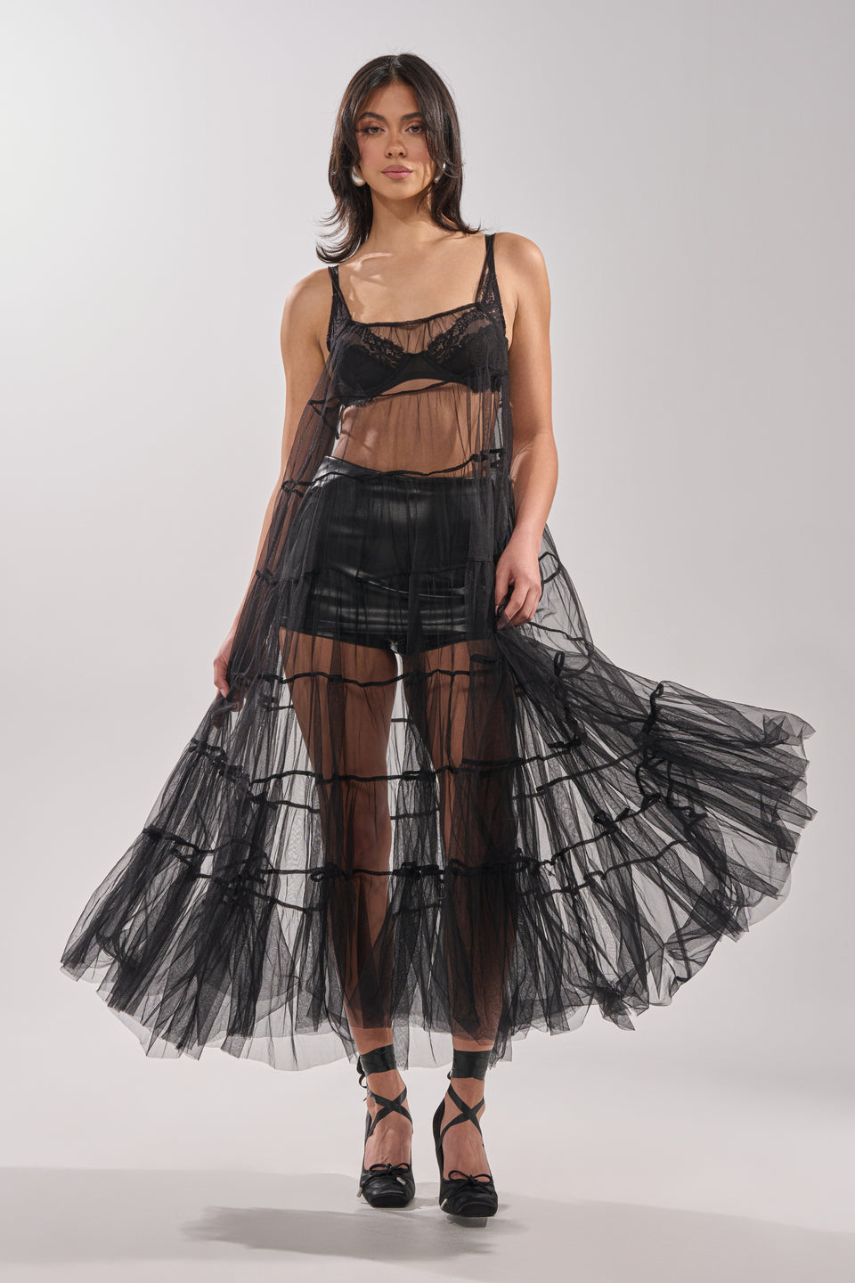 tulle maxi dress black PERFECT FOR LAYERING TULLE MAXI DRESS – AKIRA