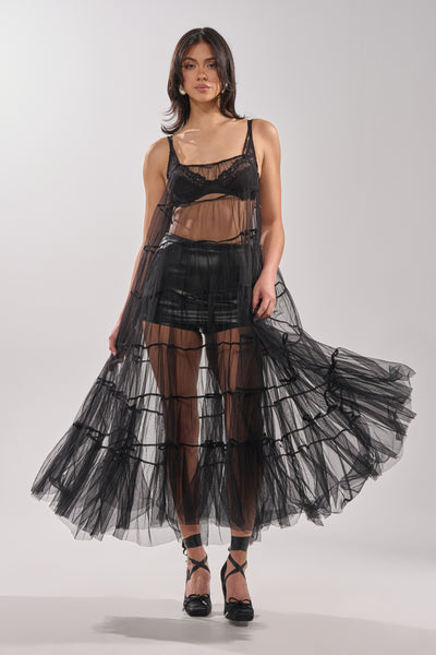 PERFECT FOR LAYERING TULLE MAXI DRESS – AKIRA