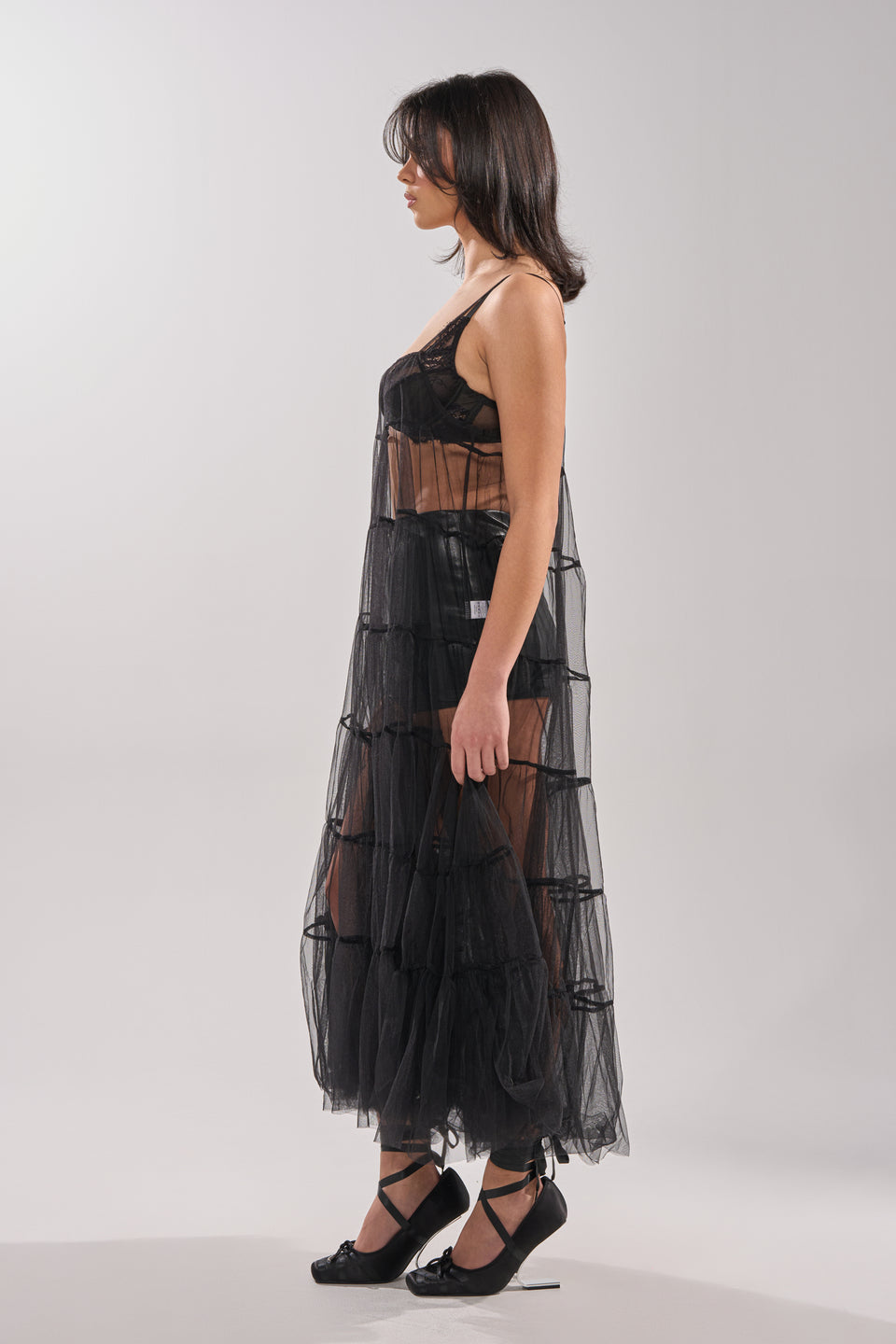 black layered dress PERFECT FOR LAYERING TULLE MAXI DRESS – AKIRA