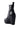 The AKI BLACK STRETCH PU CHUNKY BOOTIE is a black high-heeled vegan leather bootie with a chunky heel and platform sole, smooth glossy finish, and pull tab at the back, beautifully set against a white background.