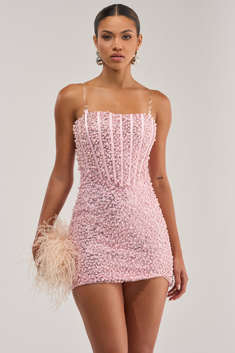 PEARLS FOR THE GIRLS MINI DRESS IN PINK – AKIRA