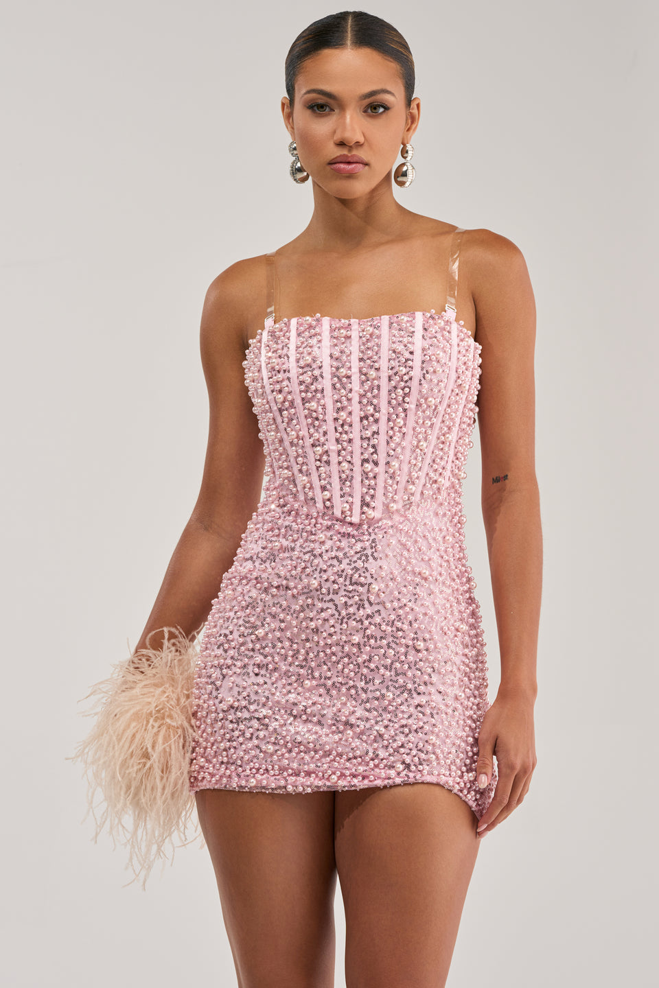 PEARLS FOR THE GIRLS MINI DRESS IN PINK – AKIRA