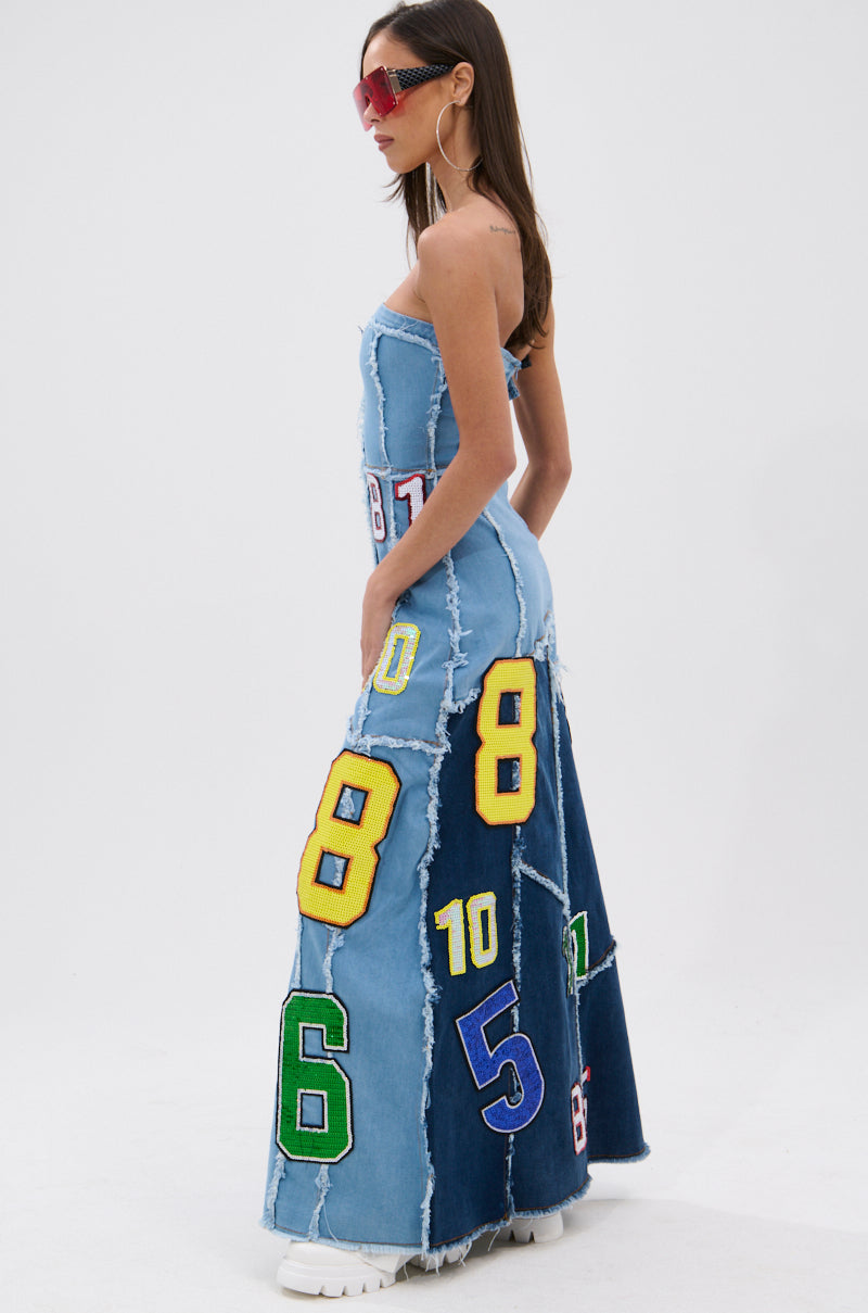ABC 123 DENIM MAXI DRESS AKIRA ABC 123 DENIM MAXI DRESS AKIRA