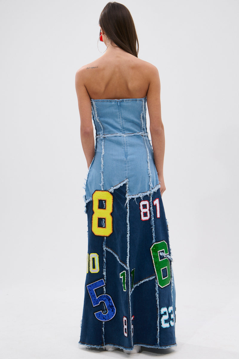 ABC 123 DENIM MAXI DRESS AKIRA ABC 123 DENIM MAXI DRESS AKIRA