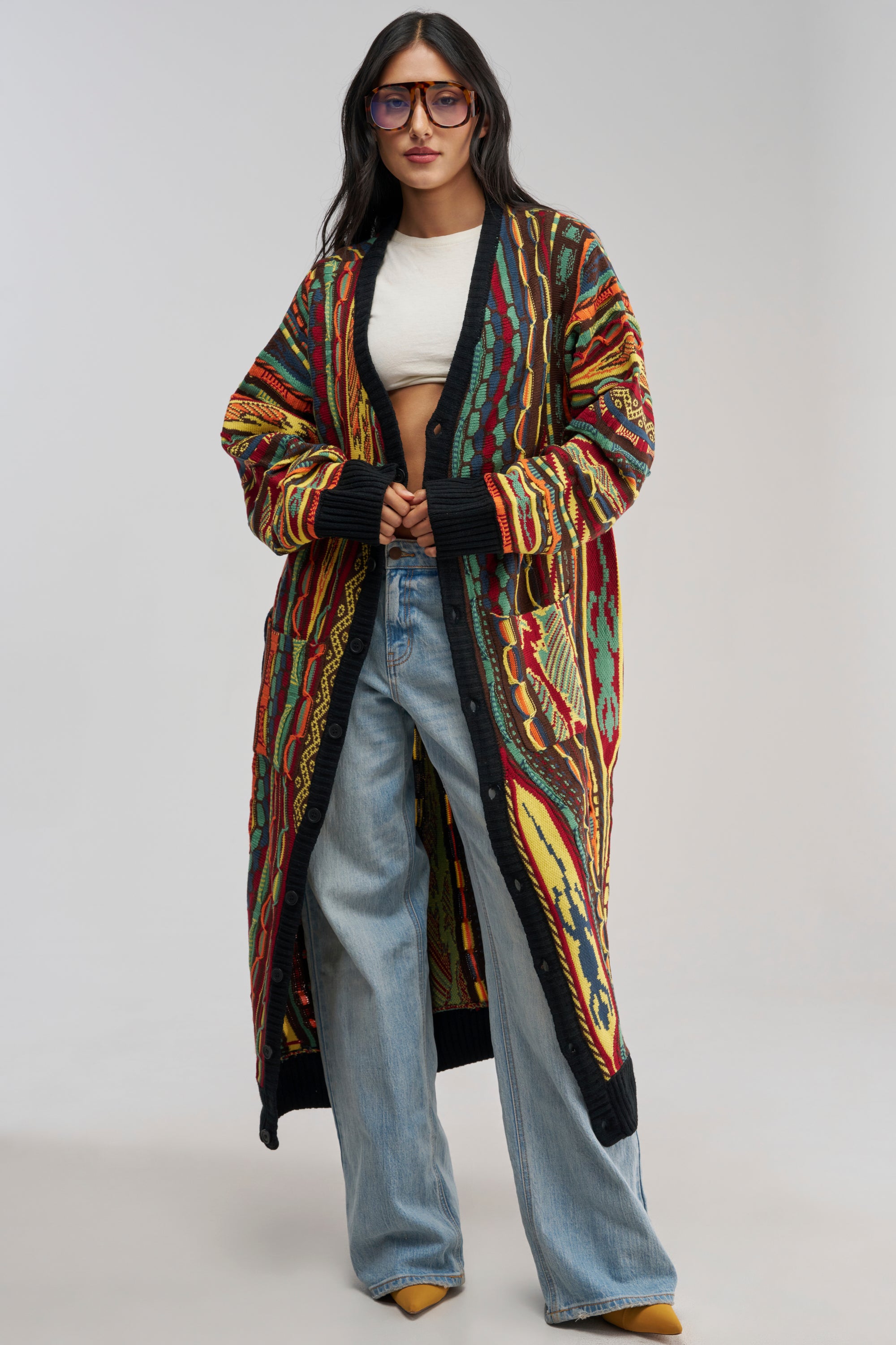 Multicolor Knit Duster Cardigan, Long | AKIRA