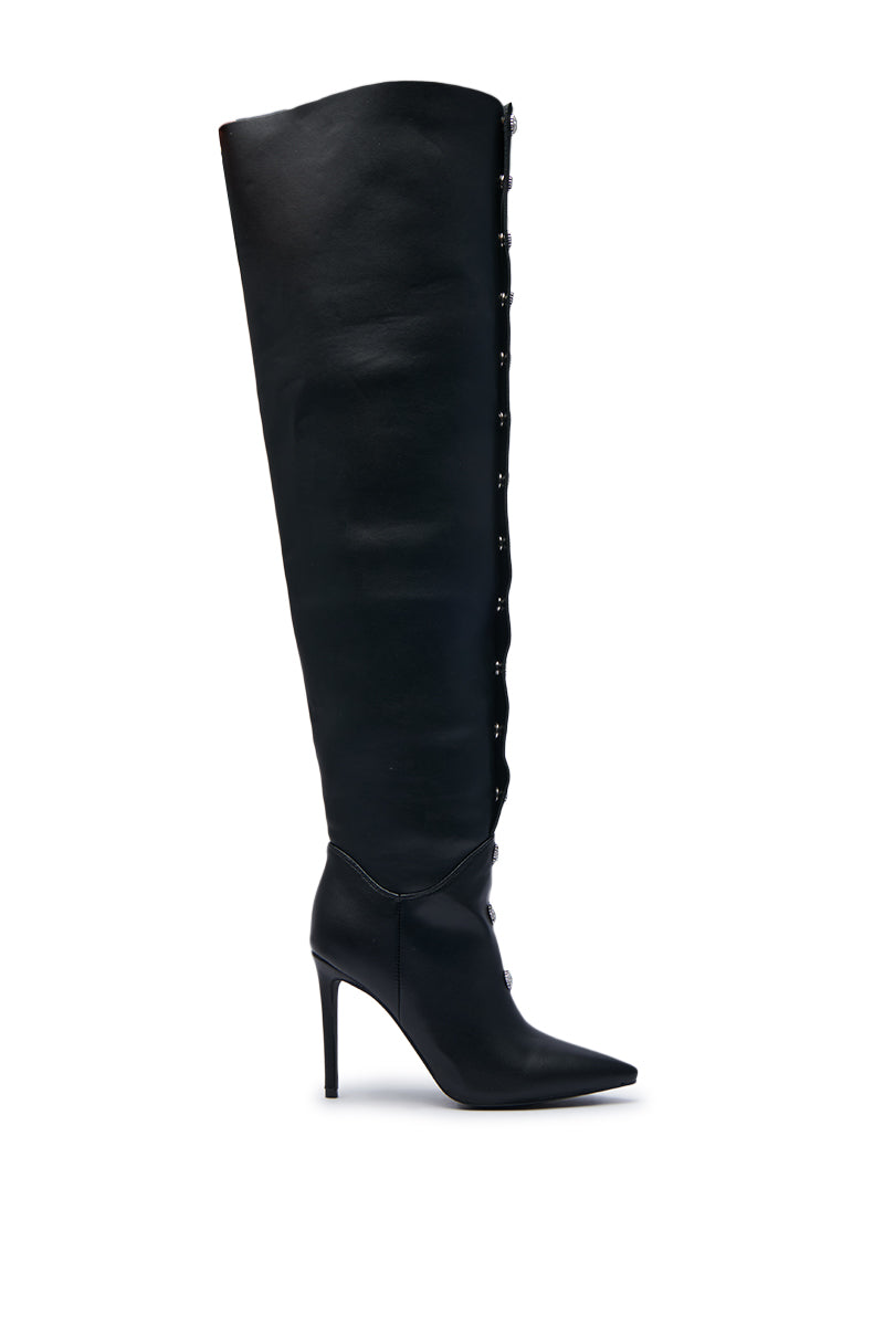 AZALEA WANG – Alonza Black Embellished Stiletto Boot