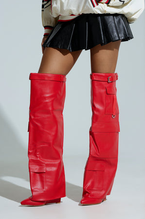AZLAEA WANG ALEXIA RED WEDGE BOOT – AKIRA