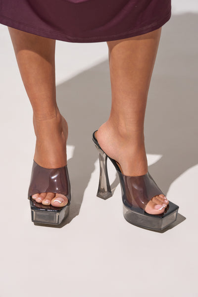 AKIRA ALEXUS SMOKE PVC CHUNKY SLIP ON SANDAL