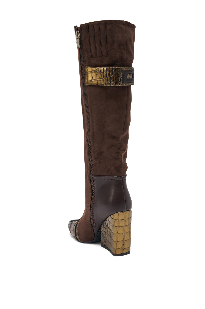 AZALEA WANG ALLONAS BROWN KNEE HIGH CHUNKY BOOT – AKIRA