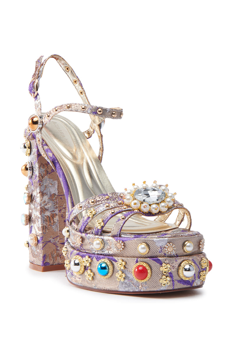 JEWELS - アラビアンガール AZALEA WANG ANNIE PURPLE BROCADE CHUNKY SANDAL – AKIRA