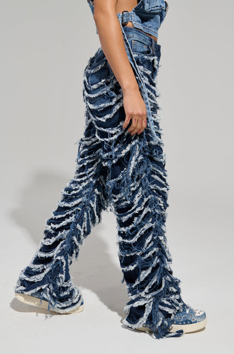 STOP AND STARE DISTRESSED DENIM PANT – AKIRA