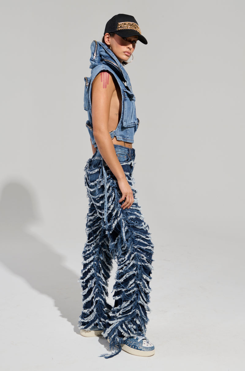 STOP AND STARE DISTRESSED DENIM PANT – AKIRA