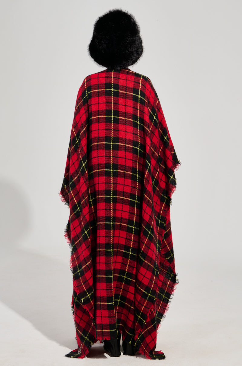 AURETA LONG PLAID PONCHO – AKIRA