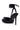 The AZALEA WANG AURORIA BLACK BALLET PLATFORM PUMP features a black satin upper, stiletto heel, and ribbon ankle strap tied in a bow at the back, shown from a rear angle on a white background.