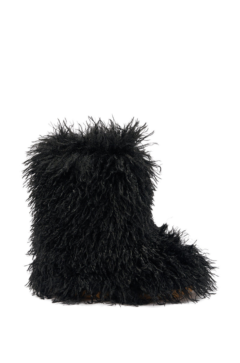 AZALEA WANG AZAD BLACK MOHAIR FLAT BOOTIE – AKIRA