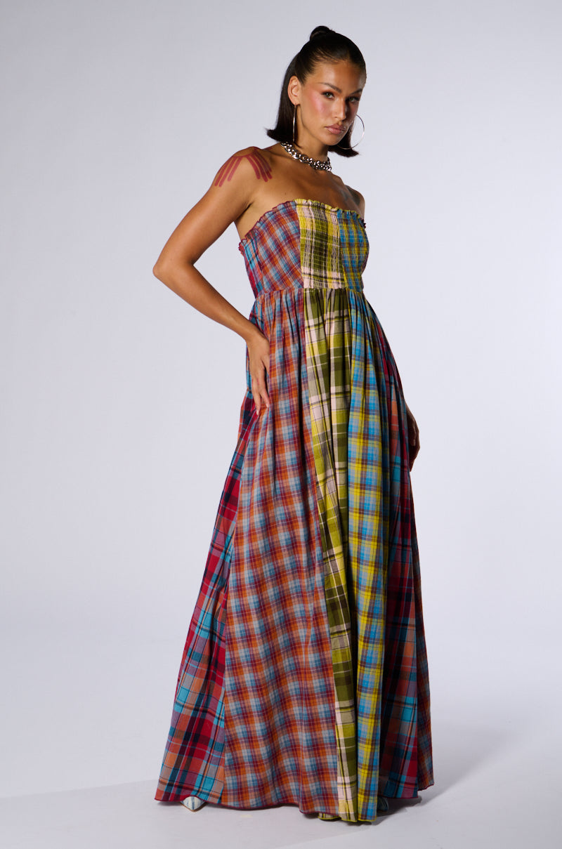 ALL DIFFERENT PLAIDS MAXI DRESS AKIRA ALL DIFFERENT PLAIDS MAXI DRESS AKIRA