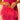 A woman in a fitted, ruched hot pink dress holds the TICKLED PINK PURSE, its vibrant fuchsia feathers and lustrous hot pink satin softly glowing as she poses against a gently lit background.