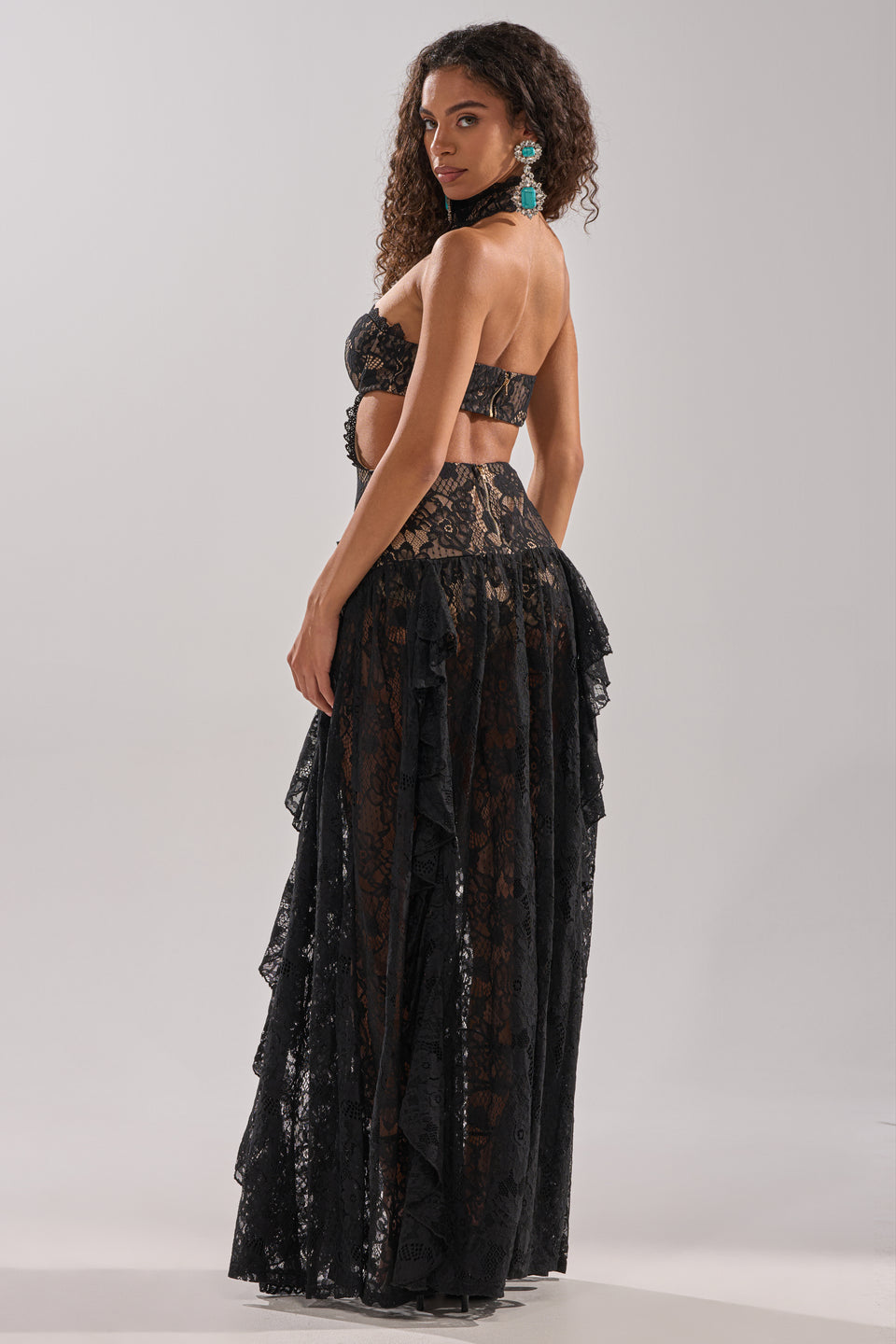 akira lace dress KYLA LACE MAXI DRESS IN BLACK