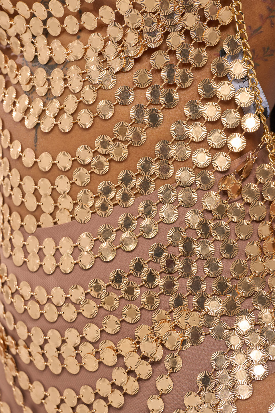 gold coin dress Gold on Gold Coin Sequin Zip Front Dress