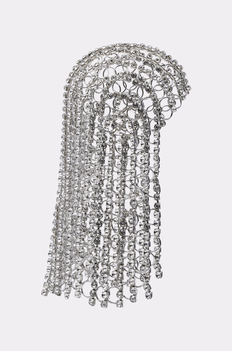 Pair the QUEEN SH*T BLING HEADPIECE with a dazzling silver and diamond necklace for an effortlessly elegant look.