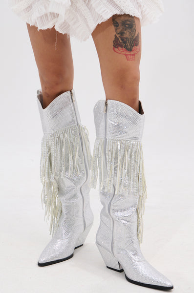 ngyen様　Alexander wang chloe AZALEA WANG BENNETTO SILVER RHINESTONE WESTERN BOOT – AKIRA