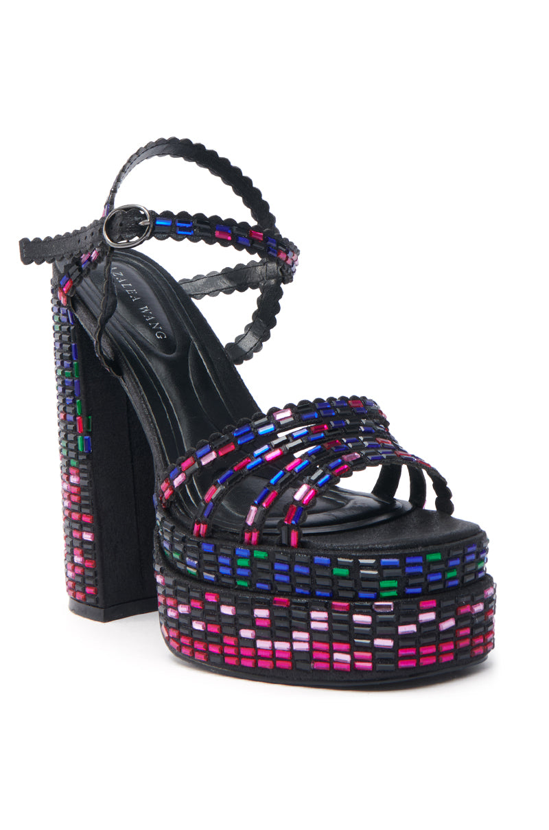 国内で当店のみ Supermade - SNAKE-EMBELLISHED RECTANGULAR AZALEA WANG BIRCH BLACK EMBELLISHED SANDAL – AKIRA
