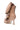 The AZALEA WANG BIRDSONG SNAP OPEN-TOE BOOTIE IN MOCHA is a shiny nude faux patent leather bootie featuring folded panels, silver snap buttons, a back zipper, and a slim stiletto heel for an edgy statement look.