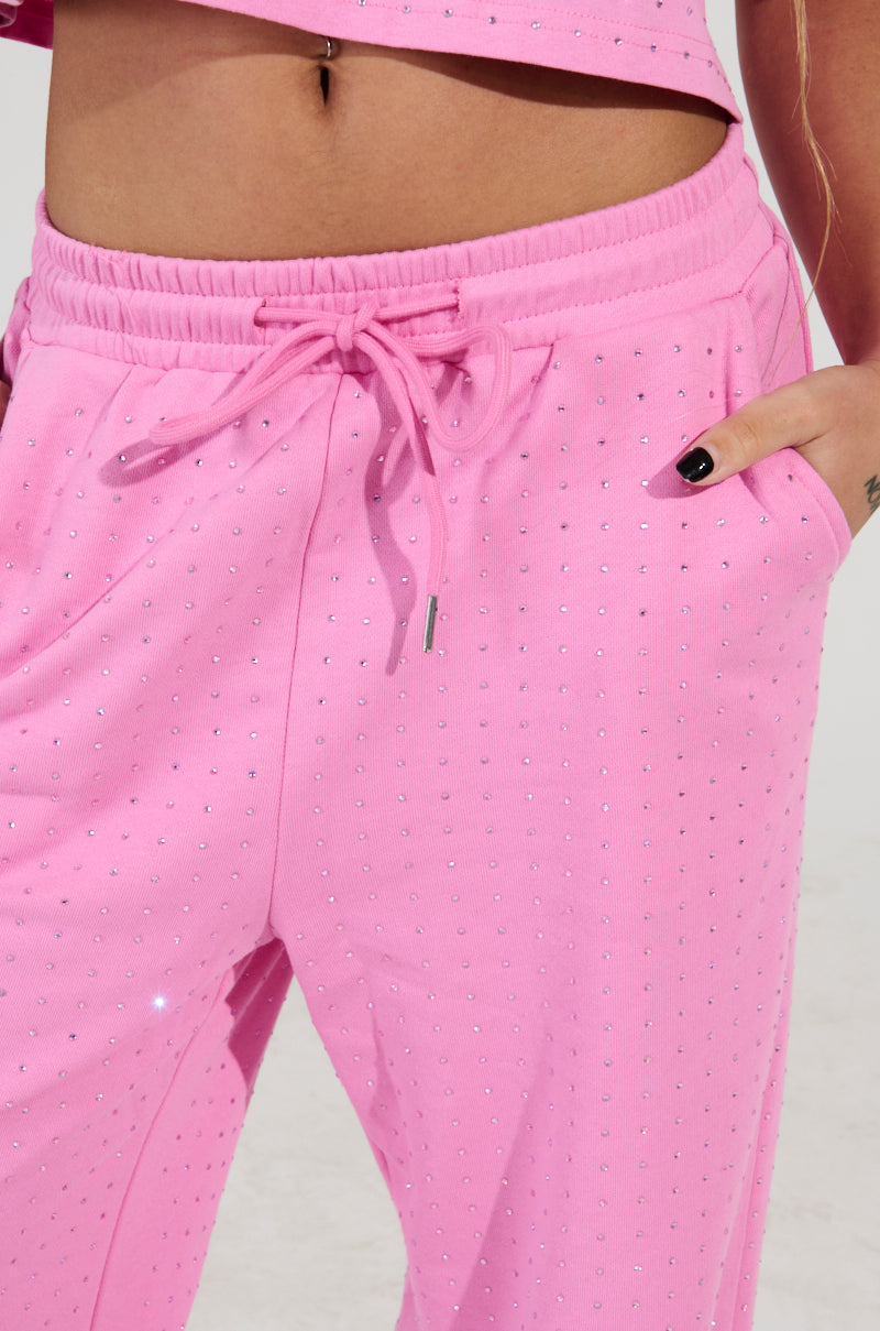 BLOSSOM RHINESTONE EMBELLISHED SWEATPANT IN PINK – AKIRA