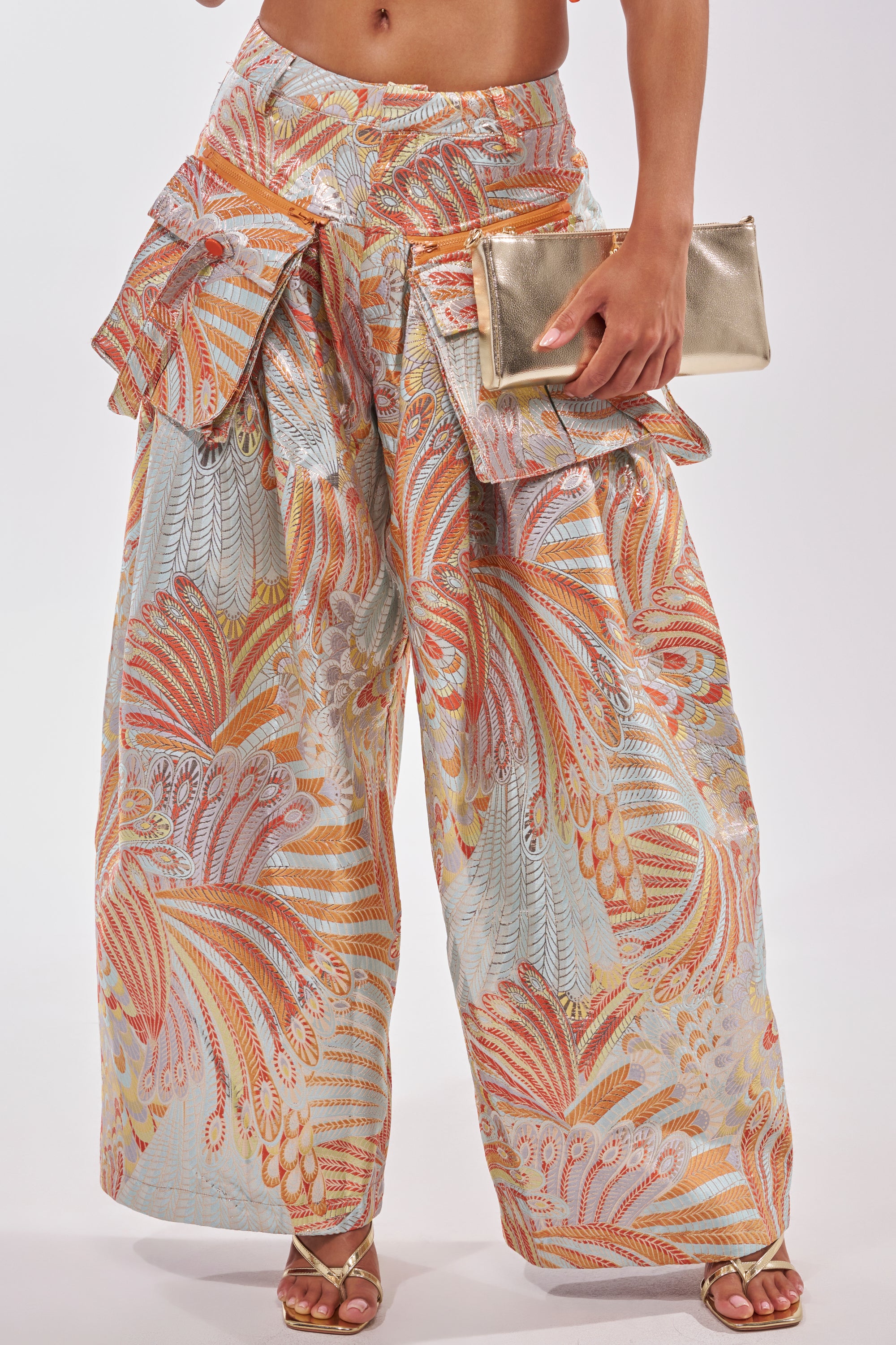 No.660【glossy coated pants】再構築 リメイク フレア MARTHA FLORAL TROUSER – AKIRA
