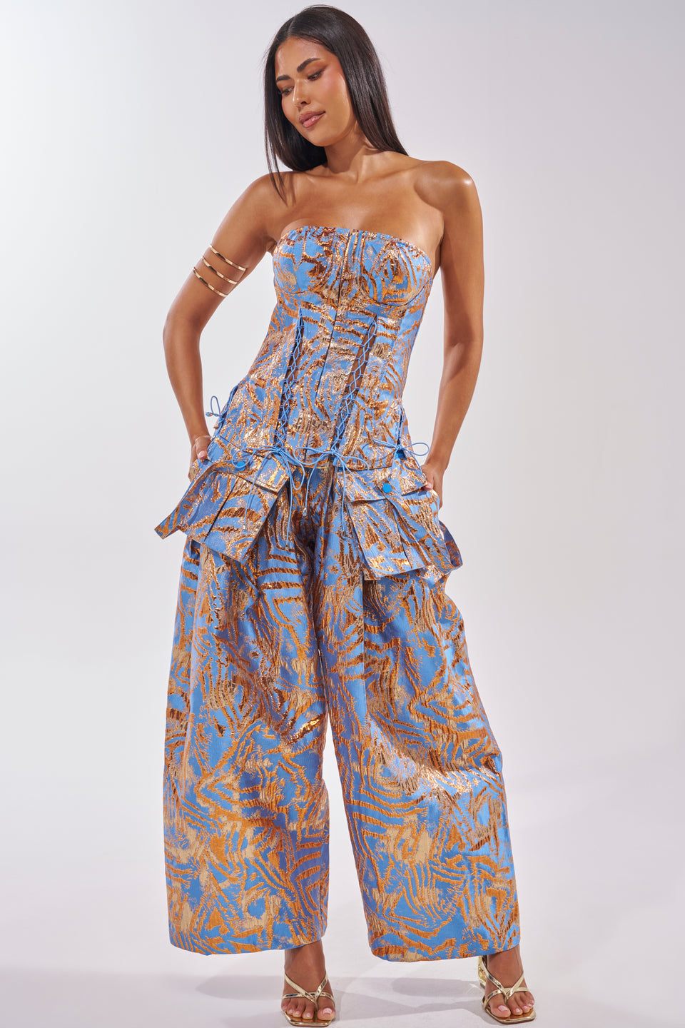 AKIRA Ways To Go Brocade Corset Top
