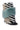 The AZALEA WANG BRIENNE MULTI BOOTIE is a high-heeled bootie adorned with fluffy, striped white and black fur, accented by a prominent, soft turquoise fur band across the middle. The pointed toe emerges beneath a chic chevron pattern on the sturdy wedge heel.