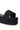 Close-up of the BUDZA BLACK FLATFORM SANDAL, showcasing its black rattan finish, woven strap texture, flatform sole, and open almond toe design.