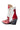 The AZALEA WANG CHANNY MULTI BOOTIE is a stylish mid-calf bootie in red and white faux leather with star and flame patterns, a pointed toe, black chunky heel with metallic studs, and convenient side zipper.