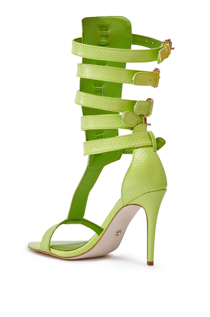 lime green dress sandals Schutz Taliah Lime Green Double Straps Slip On Open Toe Stiletto Heel Sandals (Lime Green, 6.5)