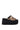 The AZALEA WANG CORLISS LEOPARD FLATFORM SANDAL features a sequined leopard print upper, an open toe, a thick black sole, and a cushioned faux leather insole for comfort.