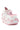The KOI FOOTWEAR A COURTSHIP OF BOWS PINK WEDGE SNEAKER features a velvet upper, thick pink platform wedge, multiple pink bows, and two heart-shaped buckle straps for a playful and elegant look.