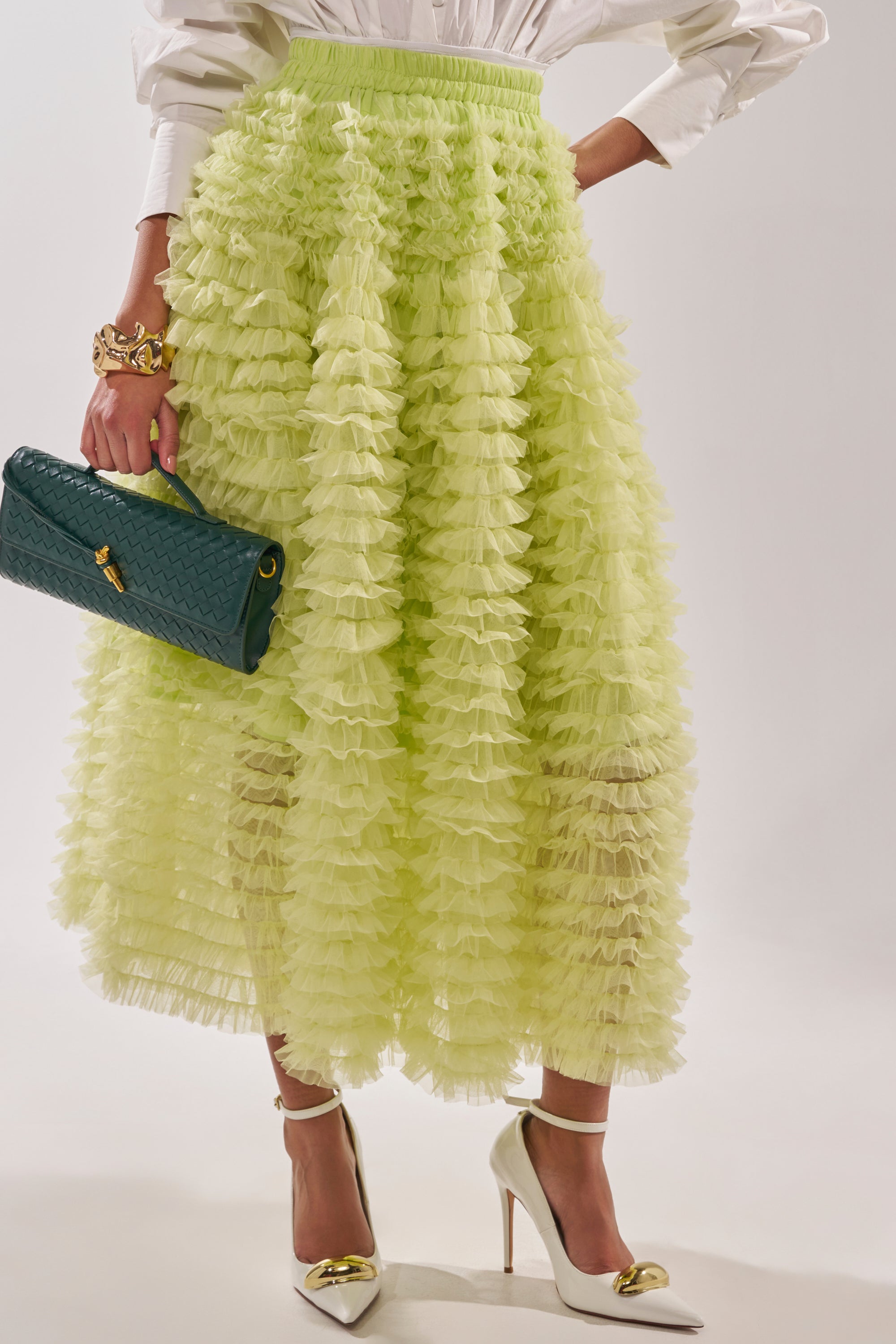 LOVE THE DRAMA MESH MAXI SKIRT