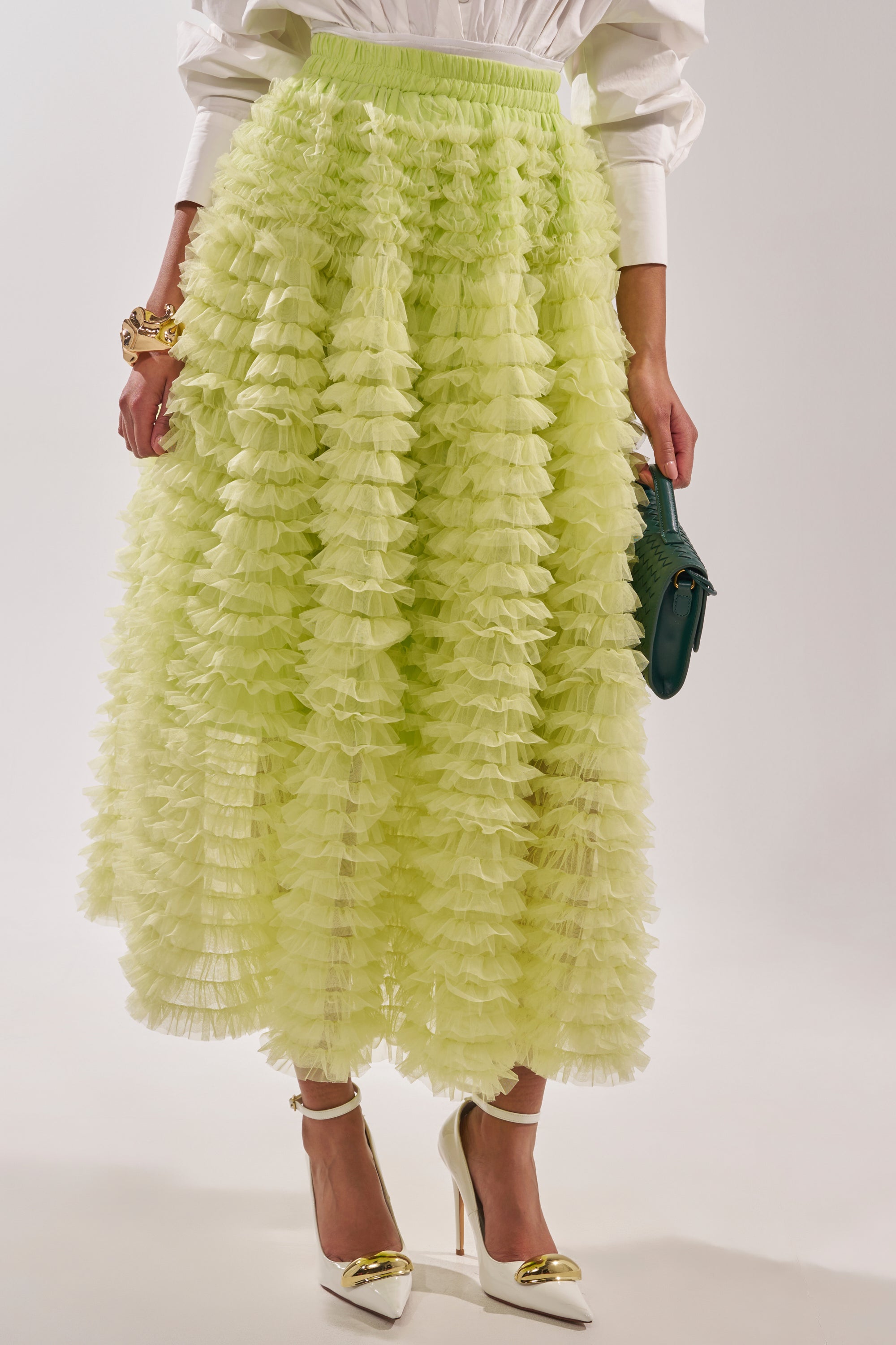 LOVE THE DRAMA MESH MAXI SKIRT