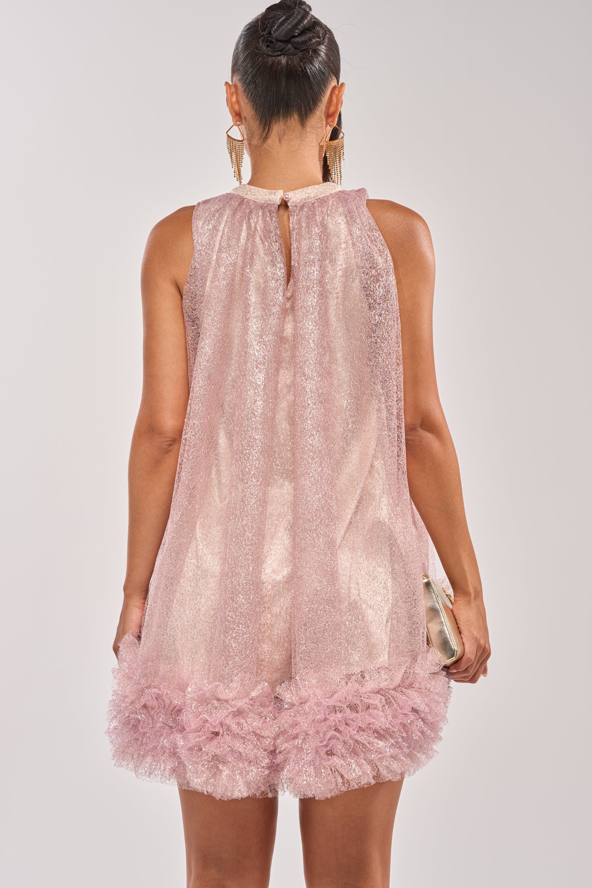 AKIRA Ari Tulle Ruffle Mini Dress In Light | Pink | Size 1X AKIRA Ari Tulle Ruffle Mini Dress In Light | Pink | Size 1X