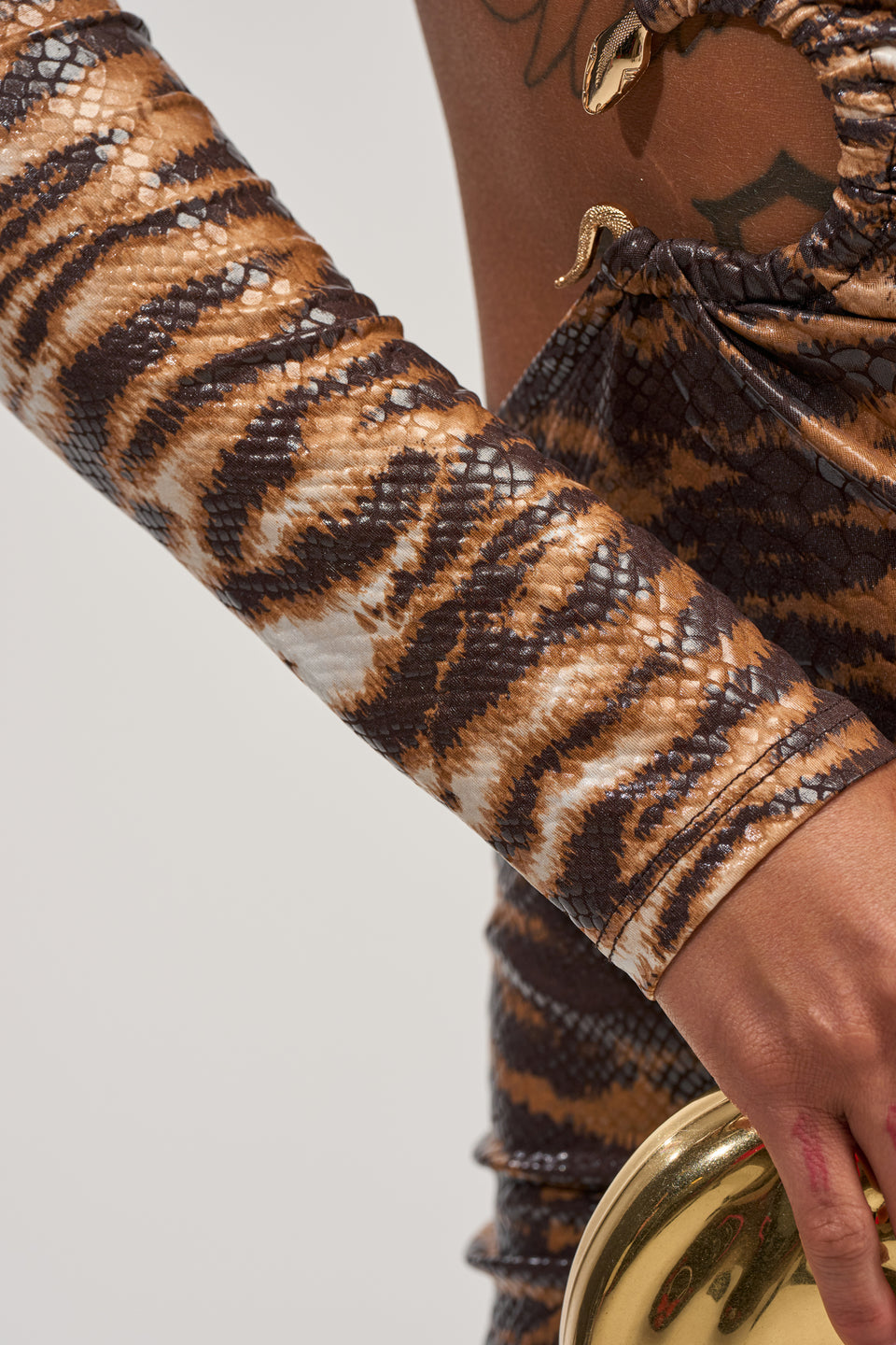 Animal Print Bodycon Midi Dress with Ruching