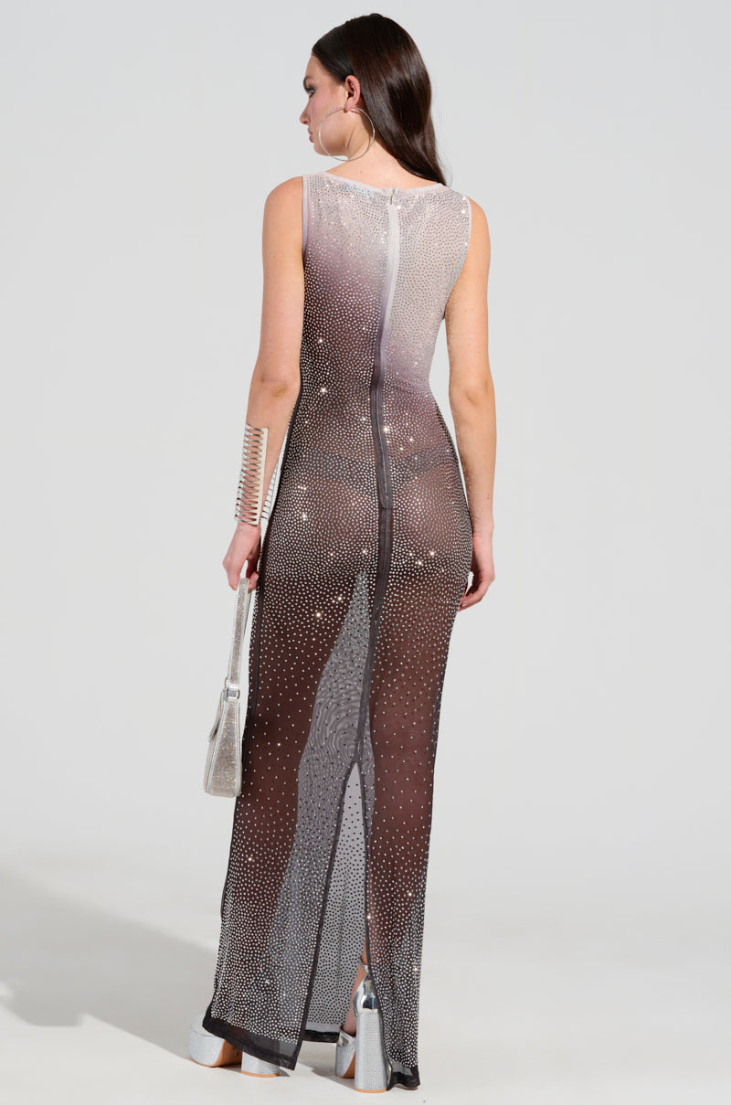 SLICE OF HEAVEN MESH RHINESTONE MAXI DRESS – AKIRA